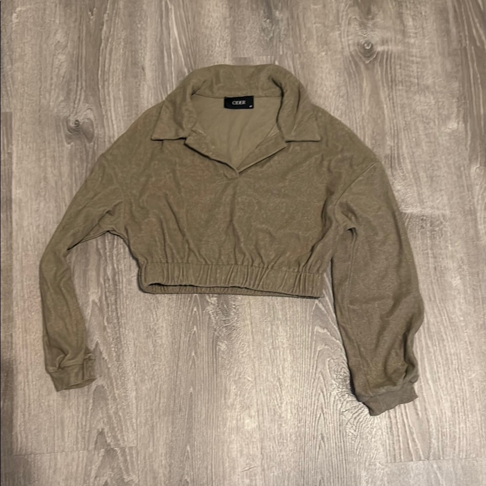 Cider Tan Ribbed crop